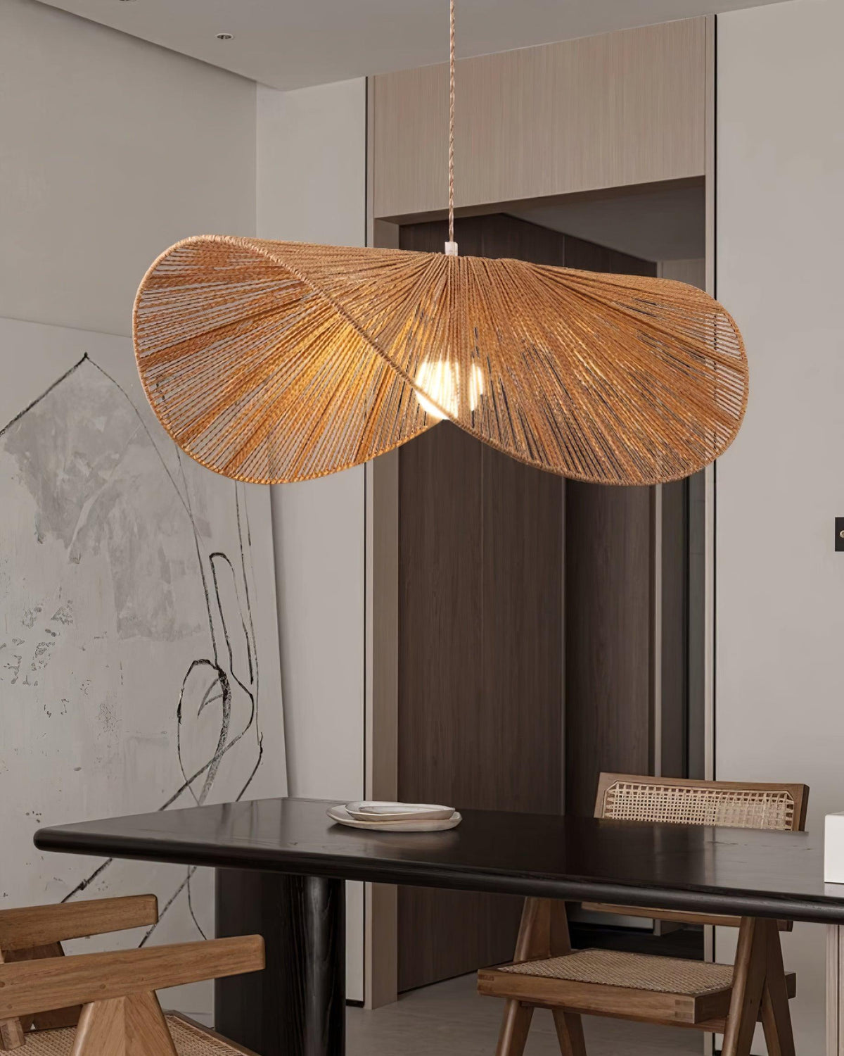 Solara Handwoven Natural Rattan Pendant Light-Neutral Decor