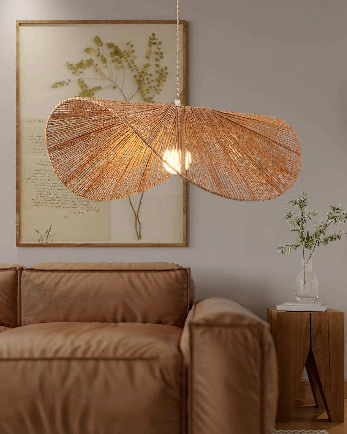 Solara Handwoven Natural Rattan Pendant Light-Neutral Decor