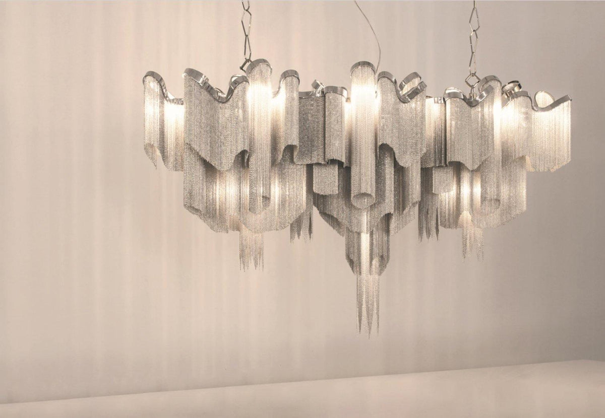 Ivararia Suspension Lampe Chaîne en Nickel Coulant