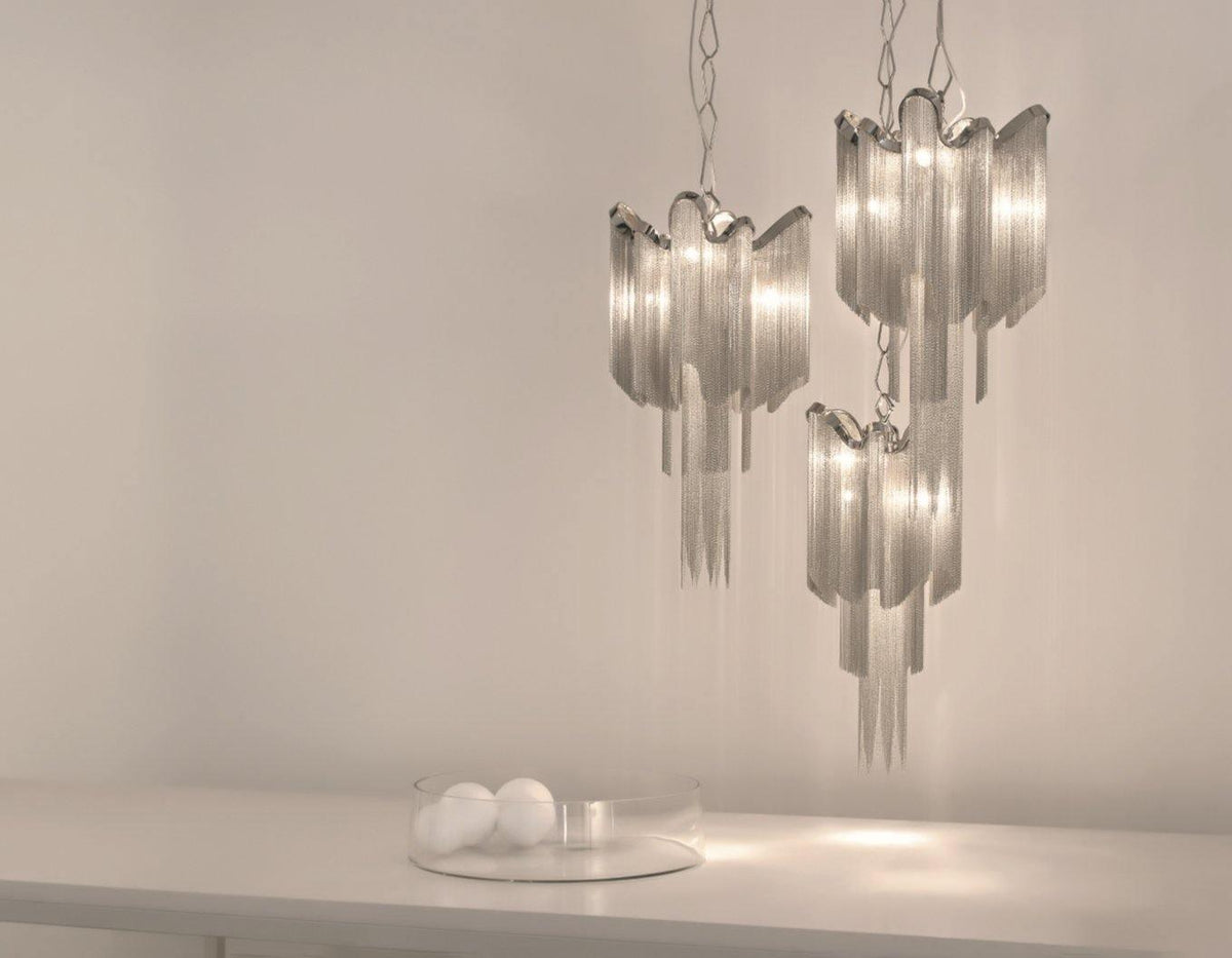 Ivararia Suspension Lampe Chaîne en Nickel Coulant