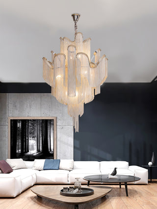 Lustra Suspension Lampe Chaîne en Nickel Coulant