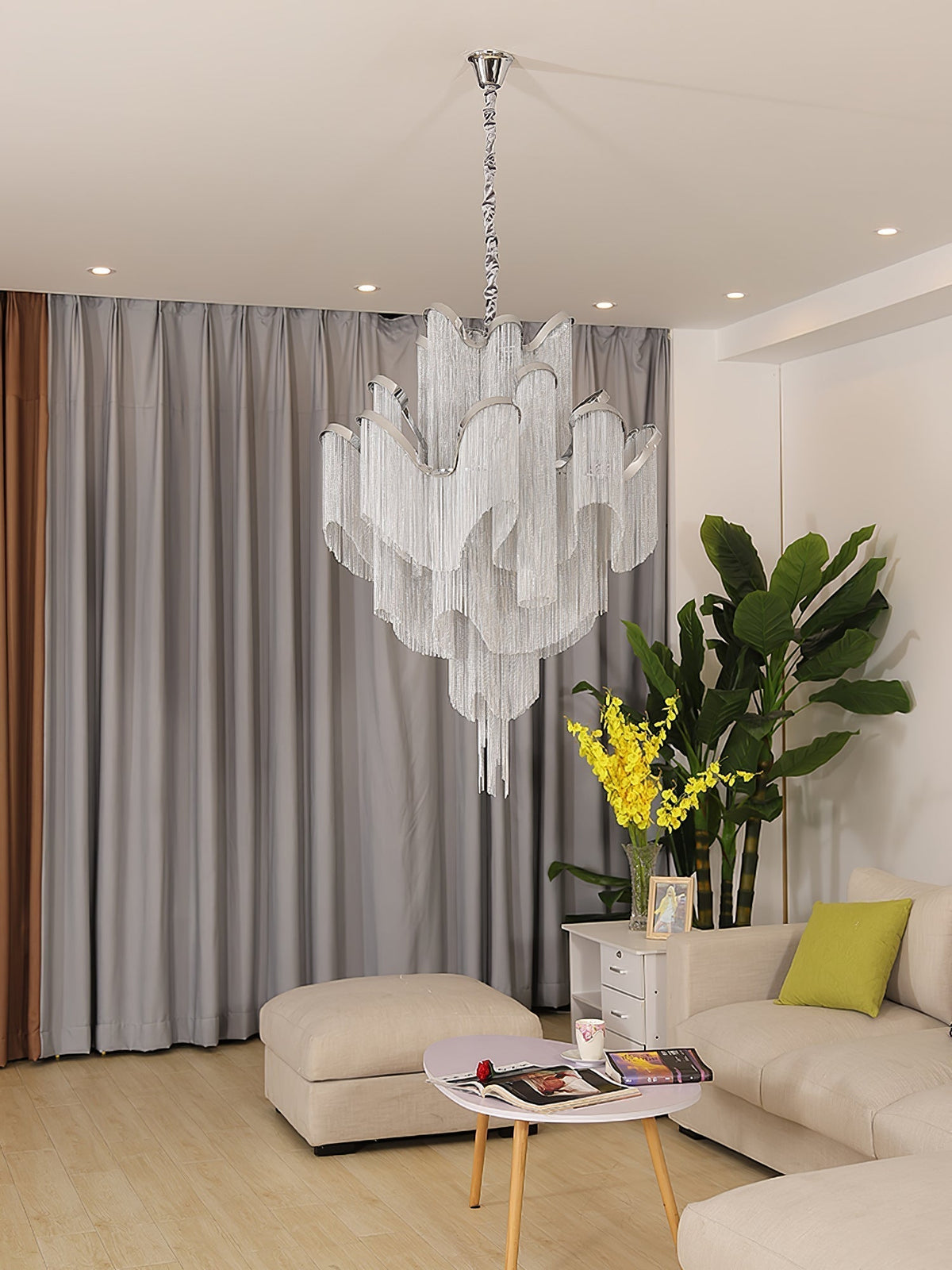 Ivararia Suspension Lampe Chaîne en Nickel Coulant