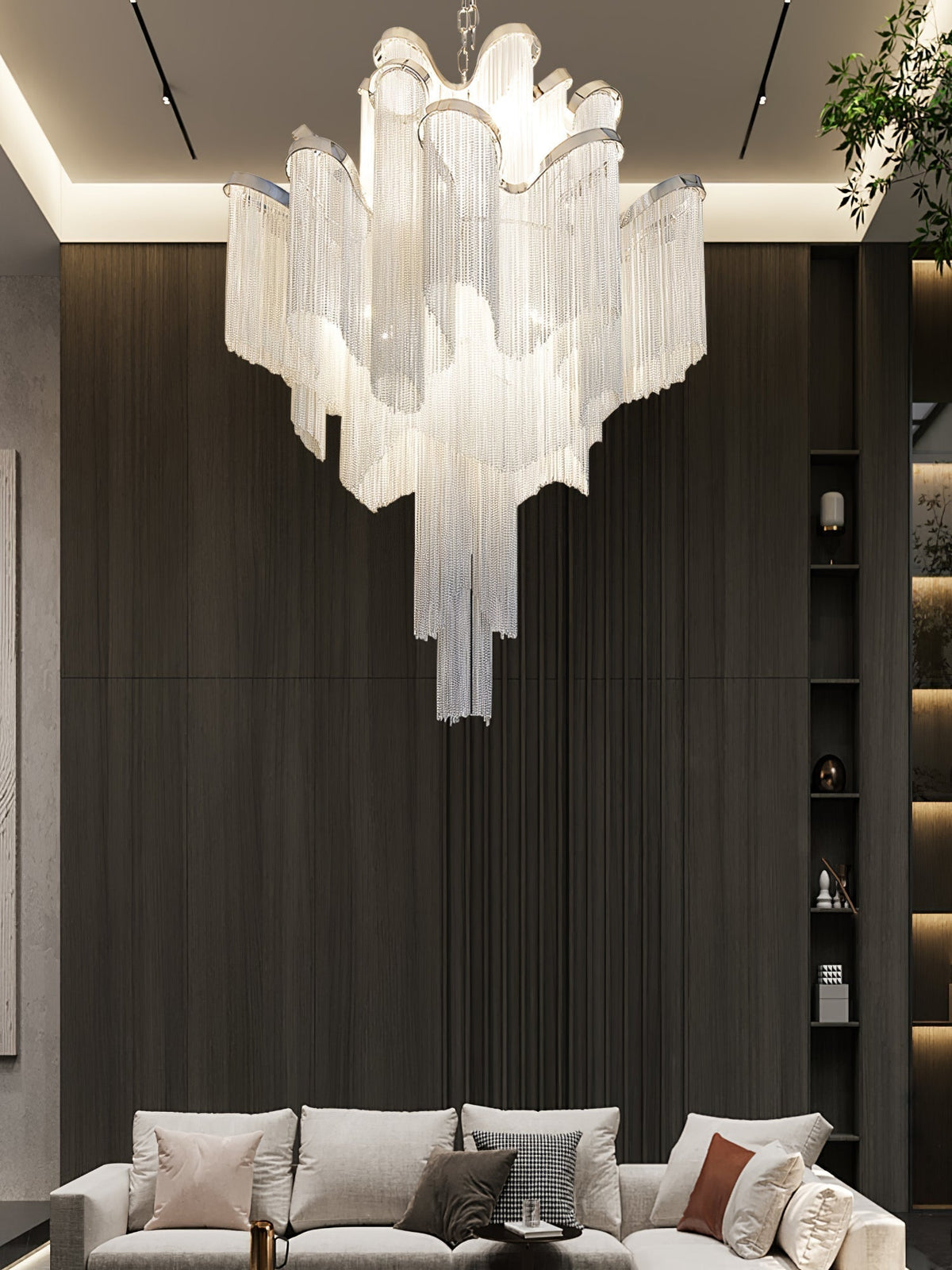Ivararia Suspension Lampe Chaîne en Nickel Coulant