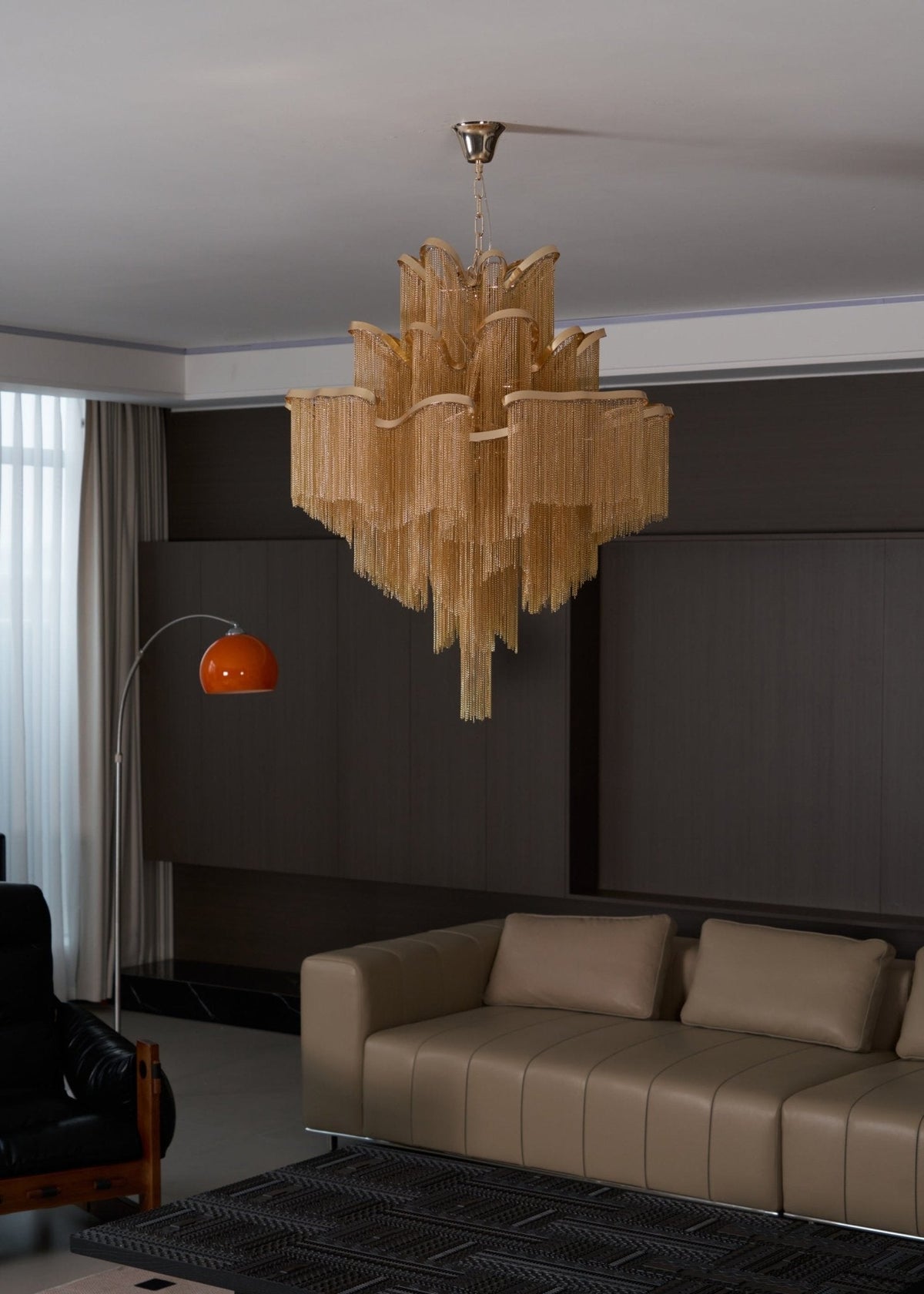 Ivararia Suspension Lampe Chaîne en Nickel Coulant