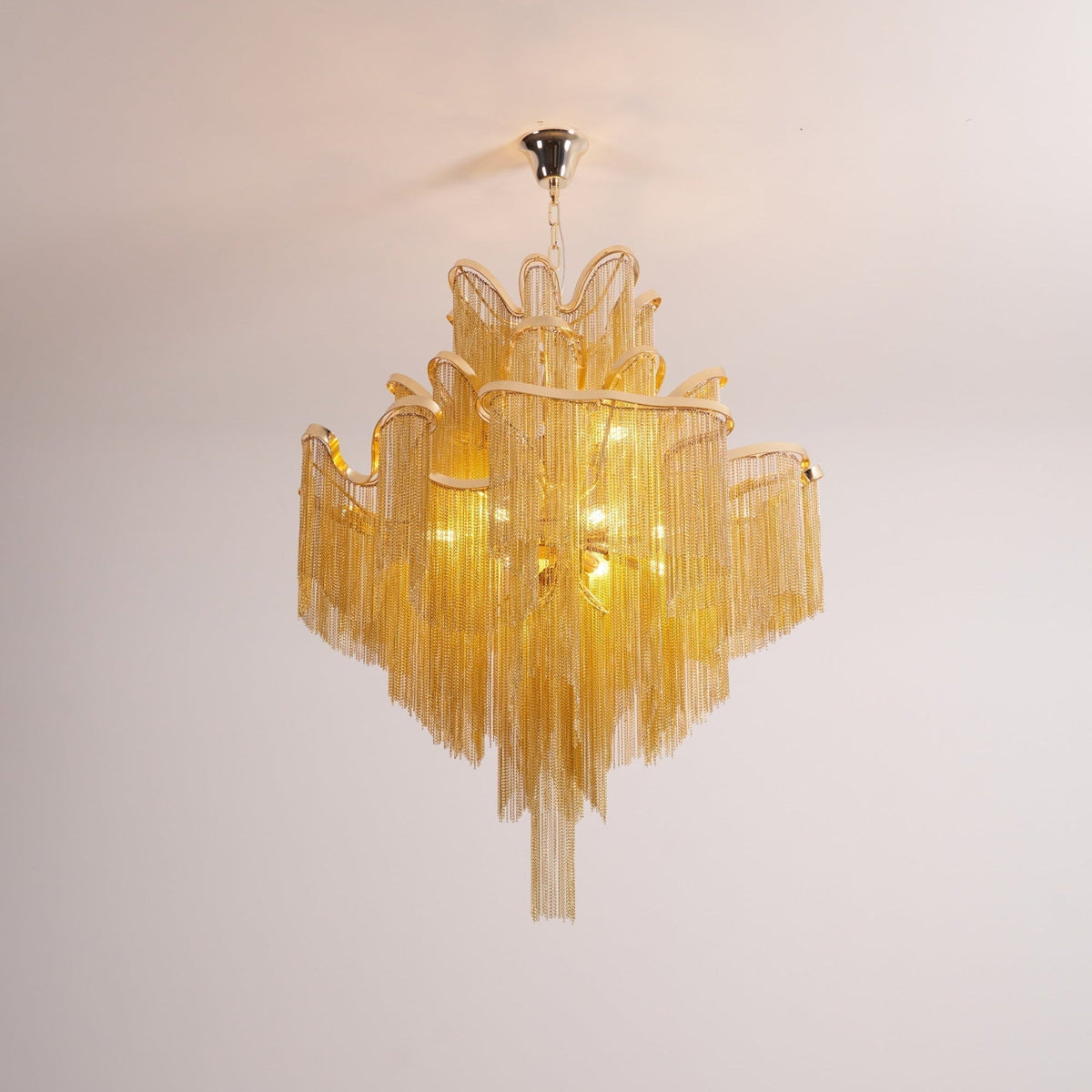 Ivararia Suspension Lampe Chaîne en Nickel Coulant