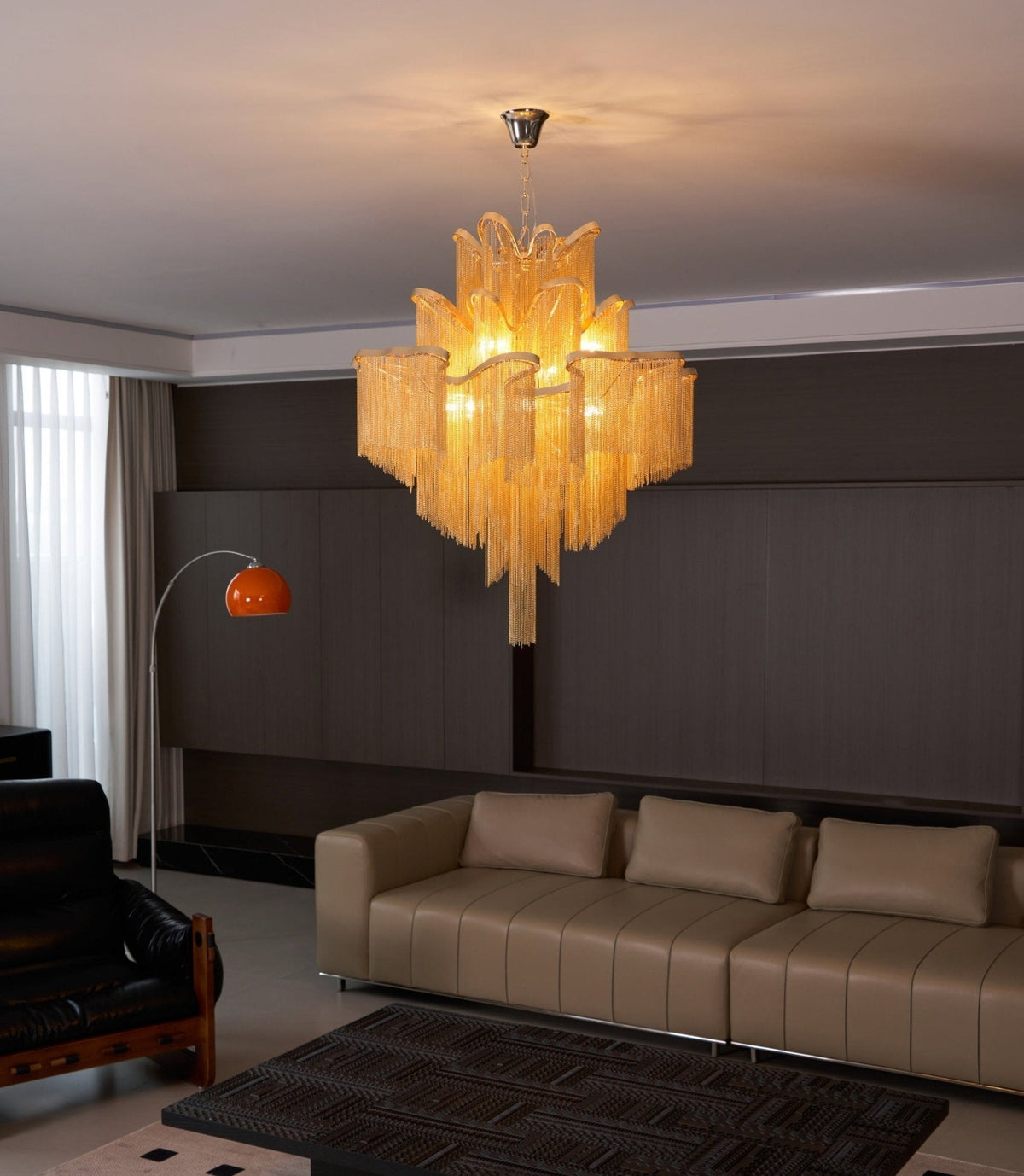 Ivararia Suspension Lampe Chaîne en Nickel Coulant