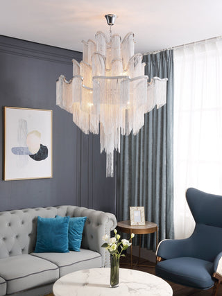 Lustra Suspension Lampe Chaîne en Nickel Coulant
