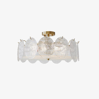 Lustra Lampe De Plafond Avec Finition Dorée Et Verre Strié