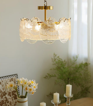 Lustra Lampe De Plafond Avec Finition Dorée Et Verre Strié