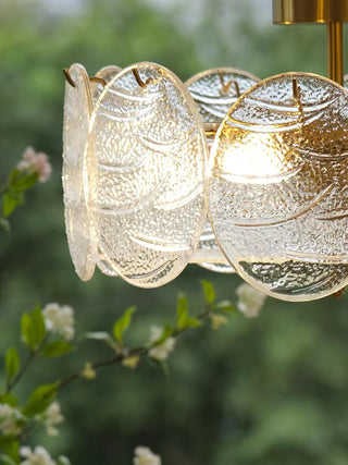 Lustra Lampe De Plafond Avec Finition Dorée Et Verre Strié