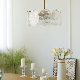Lustra Lampe De Plafond Avec Finition Dorée Et Verre Strié