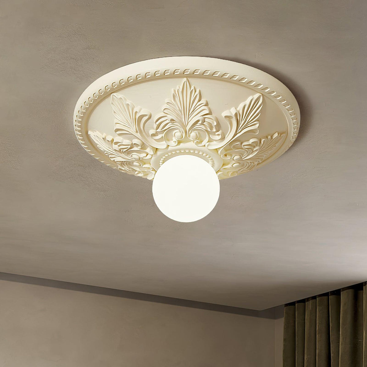 Ceiling Light Resin Canopy Glass Globe Classic Ornate-Neutral Decor