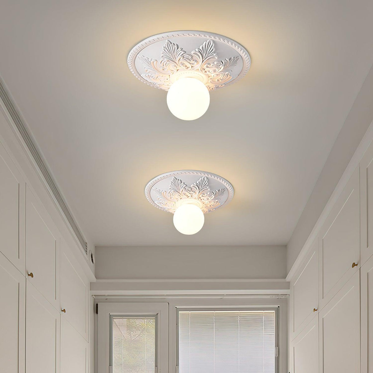 Ceiling Light Resin Canopy Glass Globe Classic Ornate-Neutral Decor
