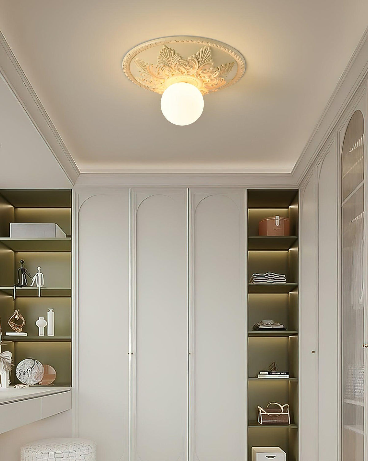 Ceiling Light Resin Canopy Glass Globe Classic Ornate-Neutral Decor