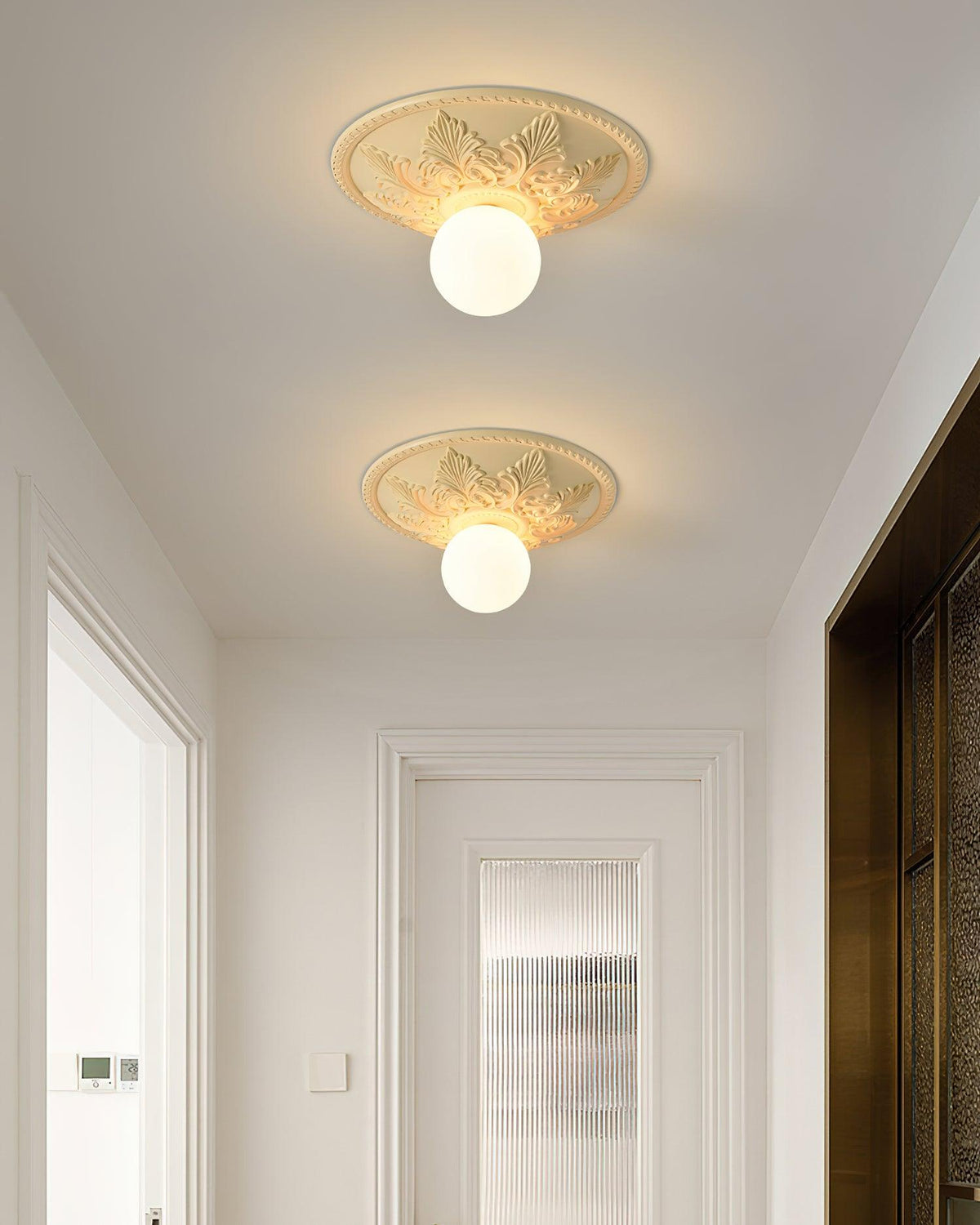 Ceiling Light Resin Canopy Glass Globe Classic Ornate-Neutral Decor