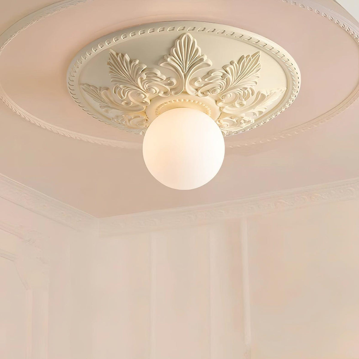 Ceiling Light Resin Canopy Glass Globe Classic Ornate-Neutral Decor