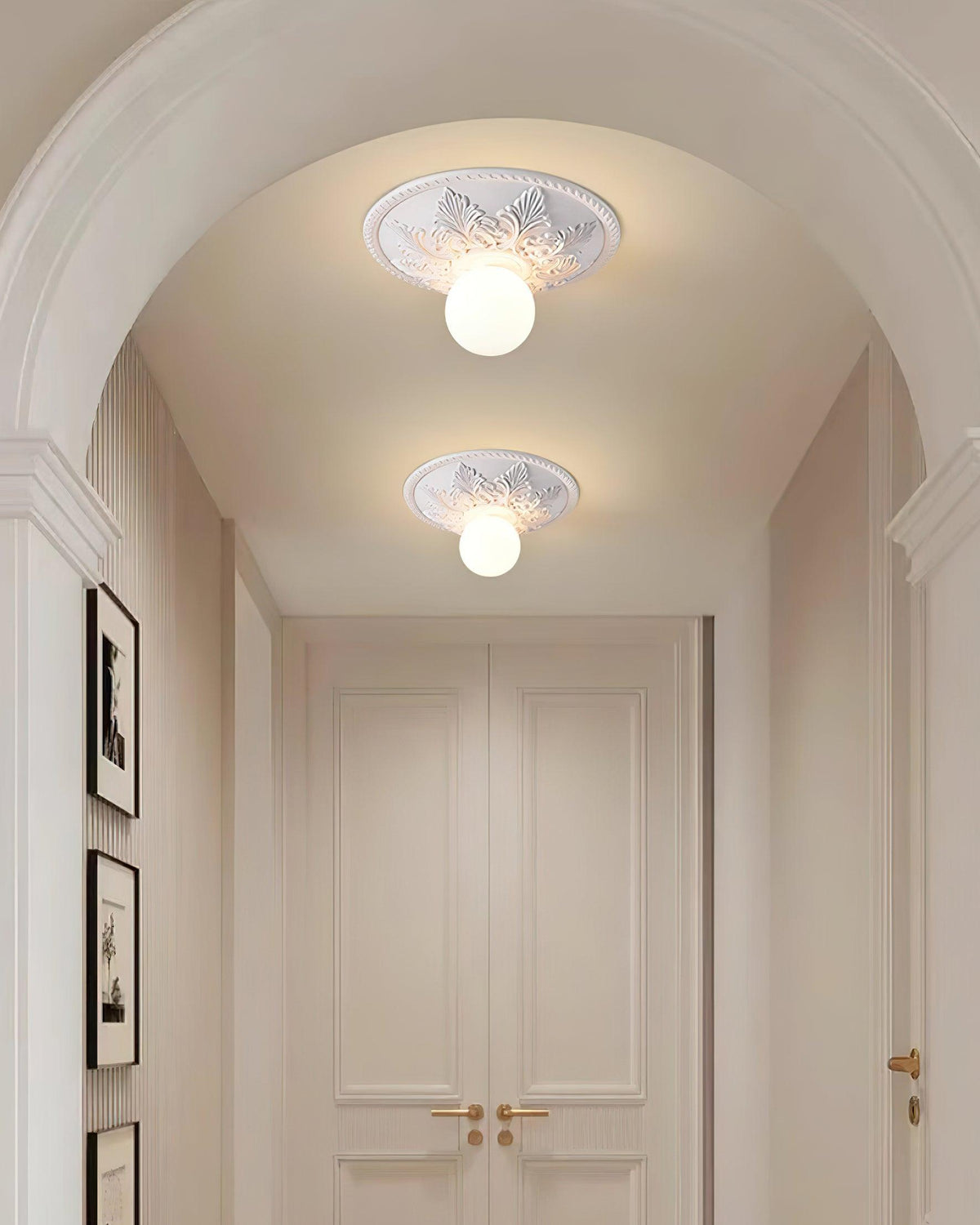 Ceiling Light Resin Canopy Glass Globe Classic Ornate-Neutral Decor