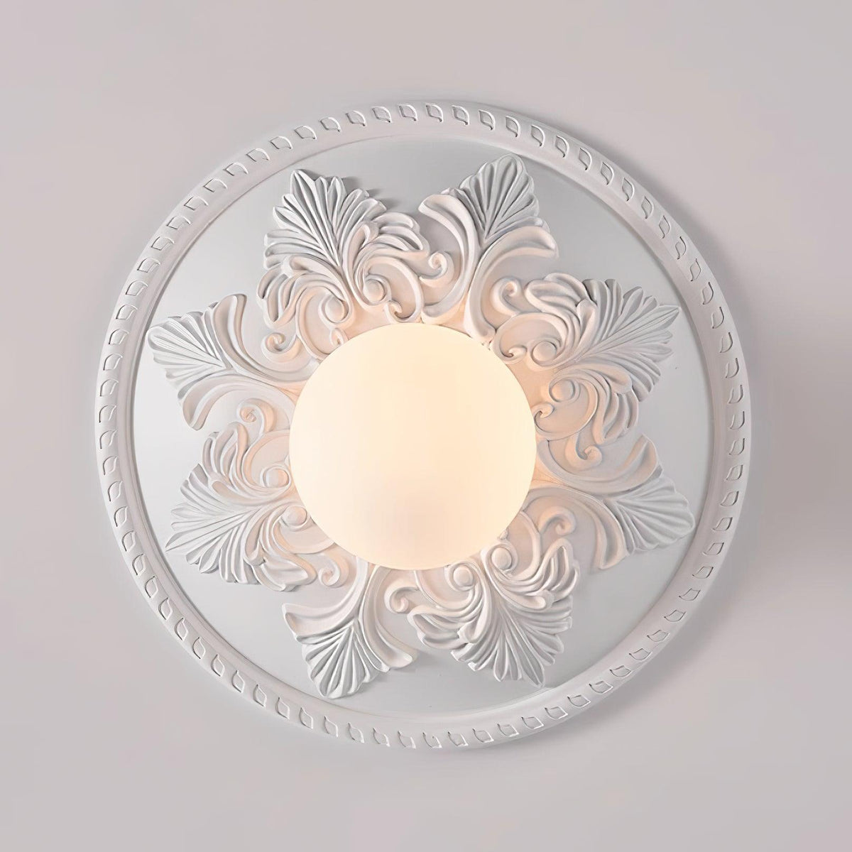 Ceiling Light Resin Canopy Glass Globe Classic Ornate-Neutral Decor