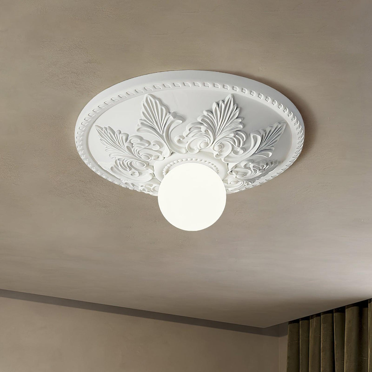 Ceiling Light Resin Canopy Glass Globe Classic Ornate-Neutral Decor