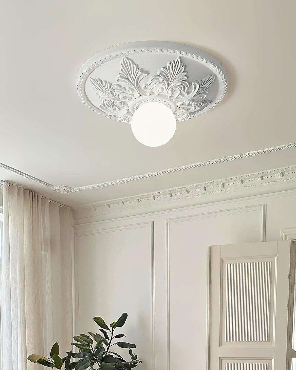 Ceiling Light Resin Canopy Glass Globe Classic Ornate-Neutral Decor