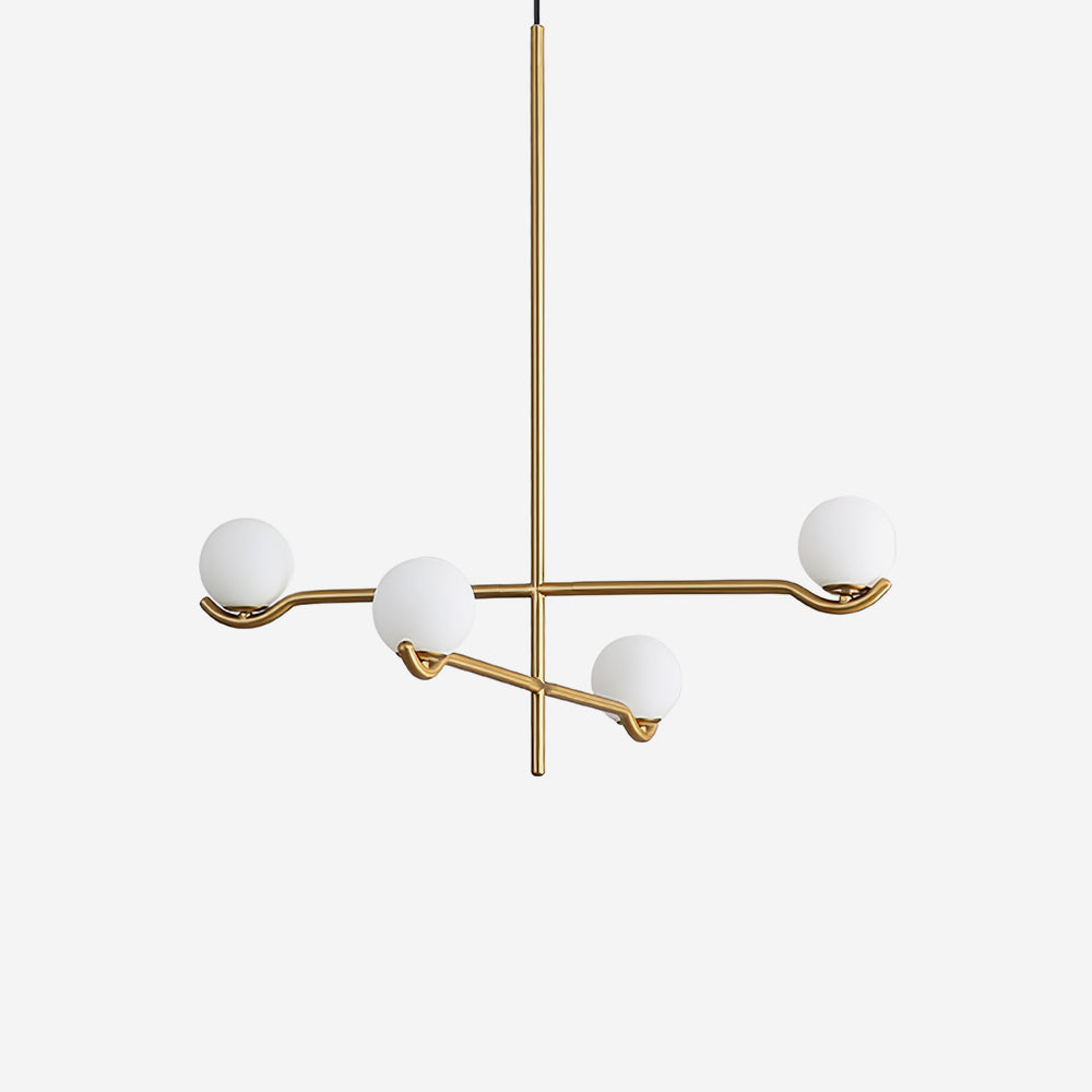 Elvian Chandelier White Globe Brass Minimalist-Neutral Decor