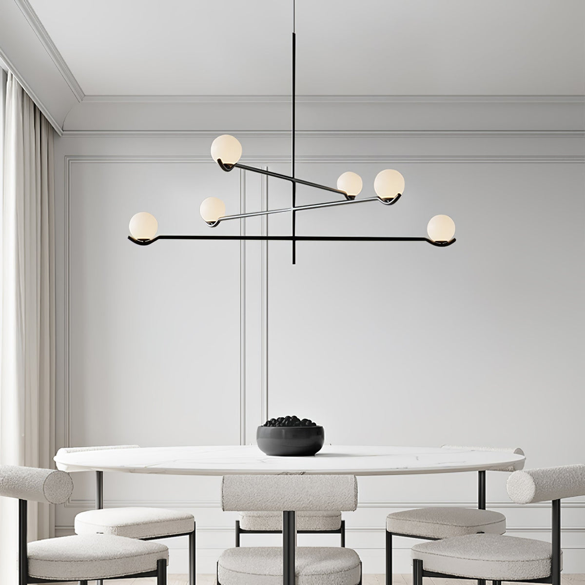 Elvian Chandelier White Globe Brass Minimalist-Neutral Decor