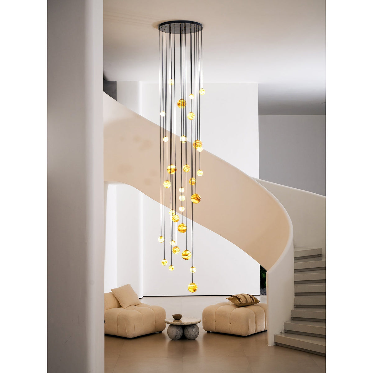 Sultana Chandelier Alabaster Cluster Orb Cascade-Neutral Decor