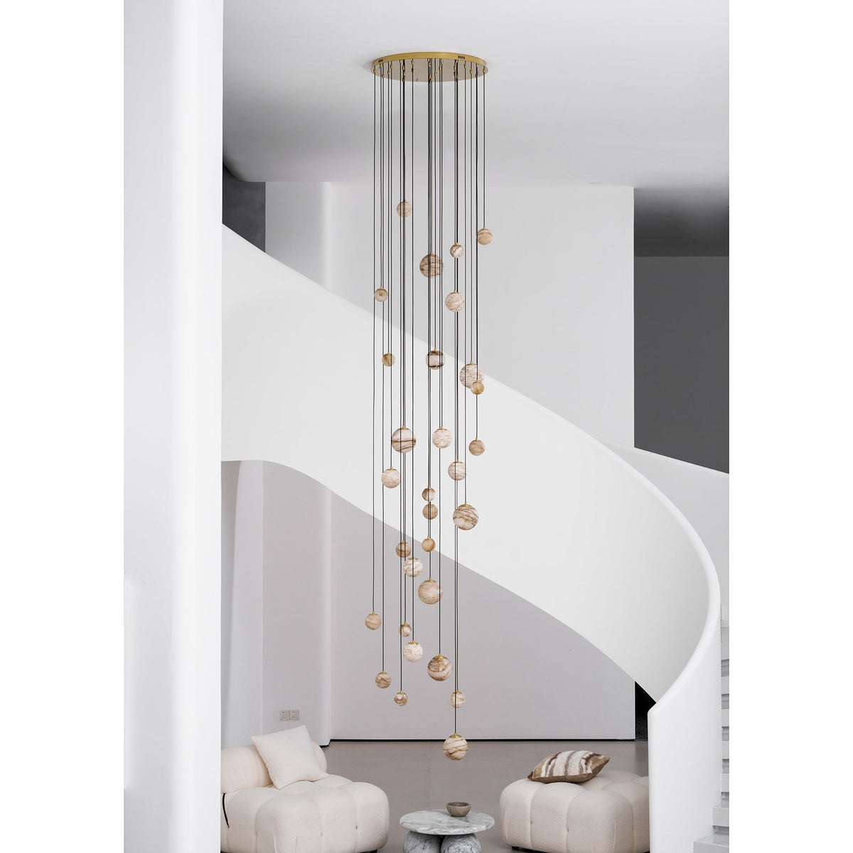 Sultana Chandelier Alabaster Cluster Orb Cascade-Neutral Decor