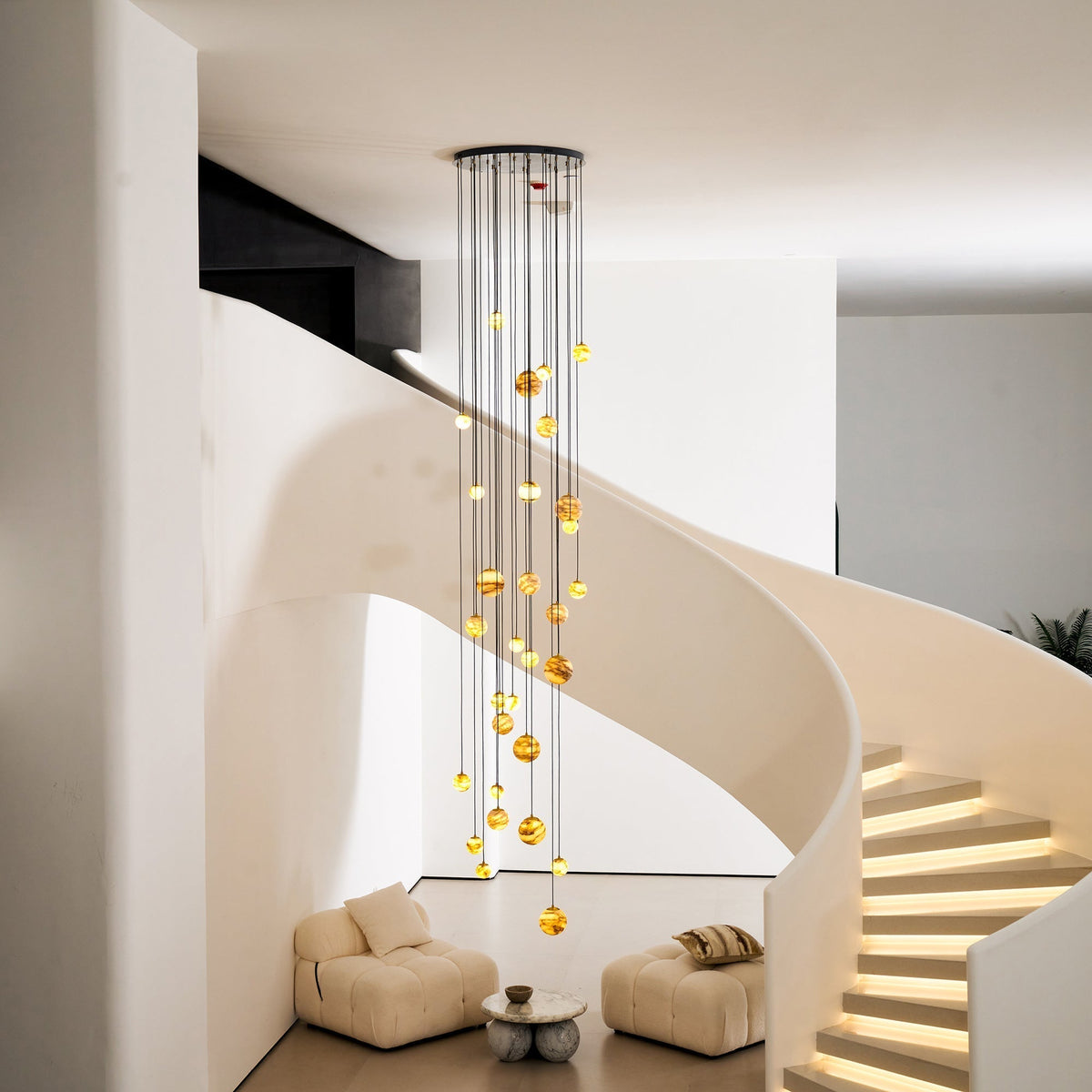Sultana Chandelier Alabaster Cluster Orb Cascade-Neutral Decor