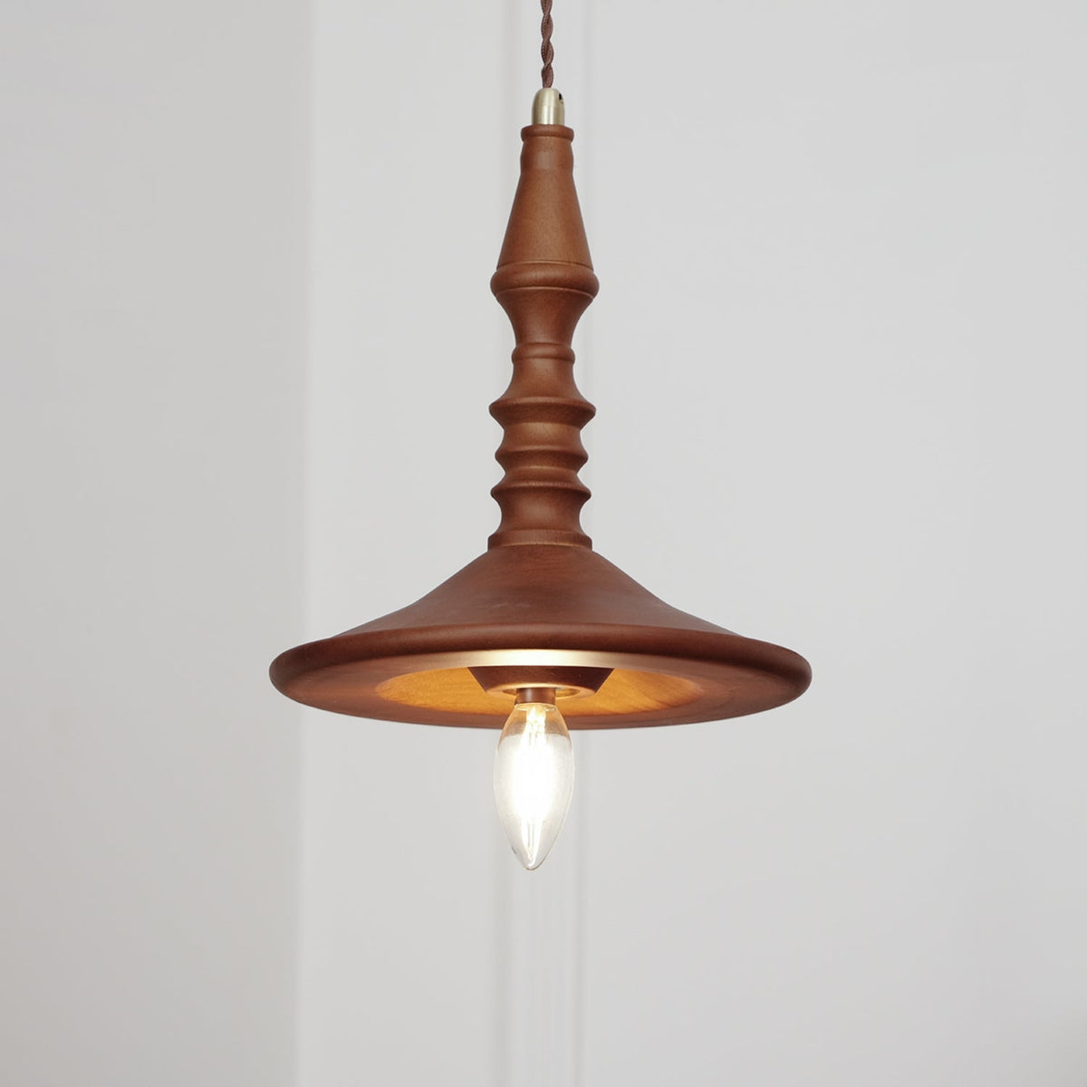 Pendant Lamp Wood Walnut Shade Modern Minimalist Cozy Warm-Neutral Decor