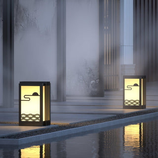 Solara Outdoor Light Rectangular Sunrise Pattern Minimalist Garden-Neutral Decor