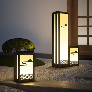 Solara Outdoor Light Rectangular Sunrise Pattern Minimalist Garden-Neutral Decor