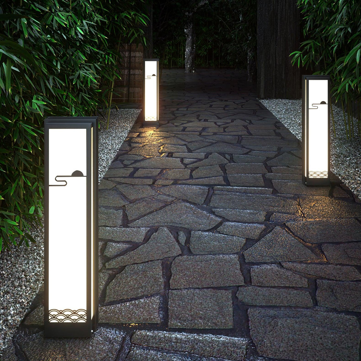 Solara Outdoor Light Rectangular Sunrise Pattern Minimalist Garden-Neutral Decor