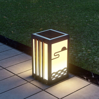 Solara Outdoor Light Rectangular Sunrise Pattern Minimalist Garden-Neutral Decor