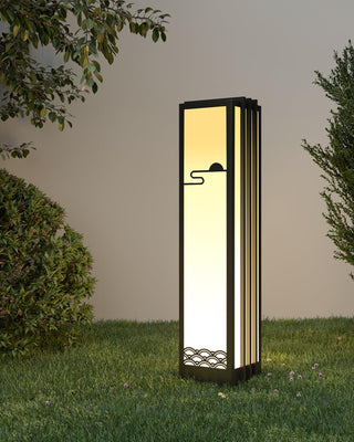 Solara Outdoor Light Rectangular Sunrise Pattern Minimalist Garden-Neutral Decor