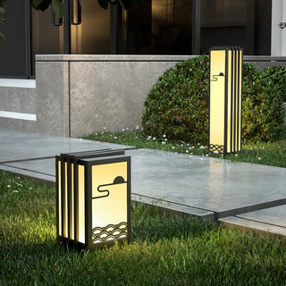 Solara Outdoor Light Rectangular Sunrise Pattern Minimalist Garden-Neutral Decor