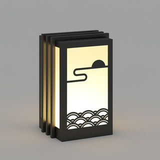 Solara Outdoor Light Rectangular Sunrise Pattern Minimalist Garden-Neutral Decor