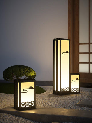 Solara Outdoor Light Rectangular Sunrise Pattern Minimalist Garden-Neutral Decor