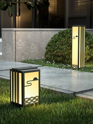 Solara Outdoor Light Rectangular Sunrise Pattern Minimalist Garden-Neutral Decor