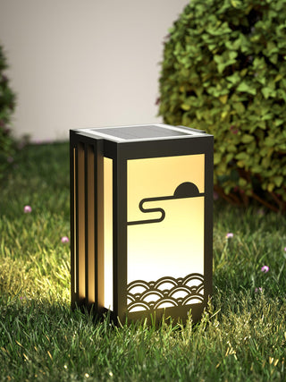 Solara Outdoor Light Rectangular Sunrise Pattern Minimalist Garden-Neutral Decor