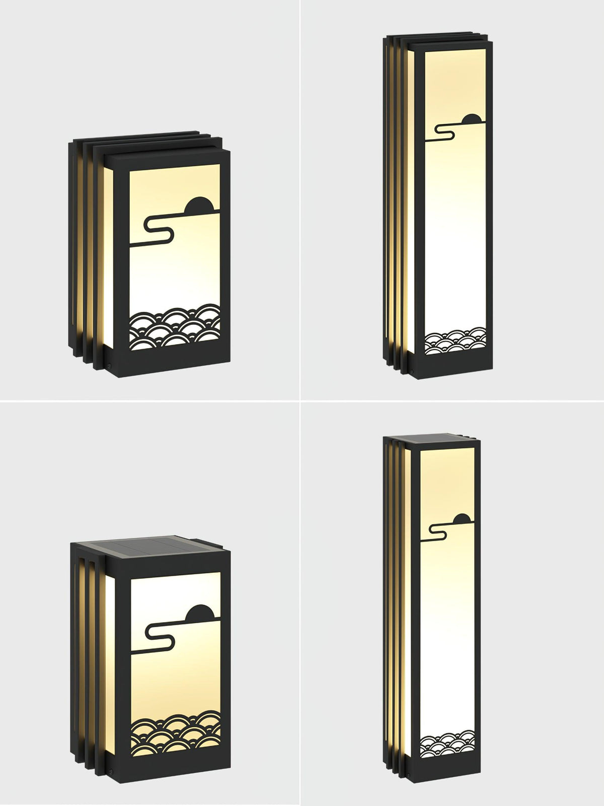 Solara Outdoor Light Rectangular Sunrise Pattern Minimalist Garden-Neutral Decor