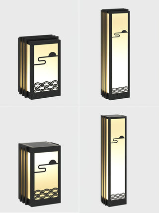 Solara Outdoor Light Rectangular Sunrise Pattern Minimalist Garden-Neutral Decor