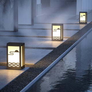 Solara Outdoor Light Rectangular Sunrise Pattern Minimalist Garden-Neutral Decor