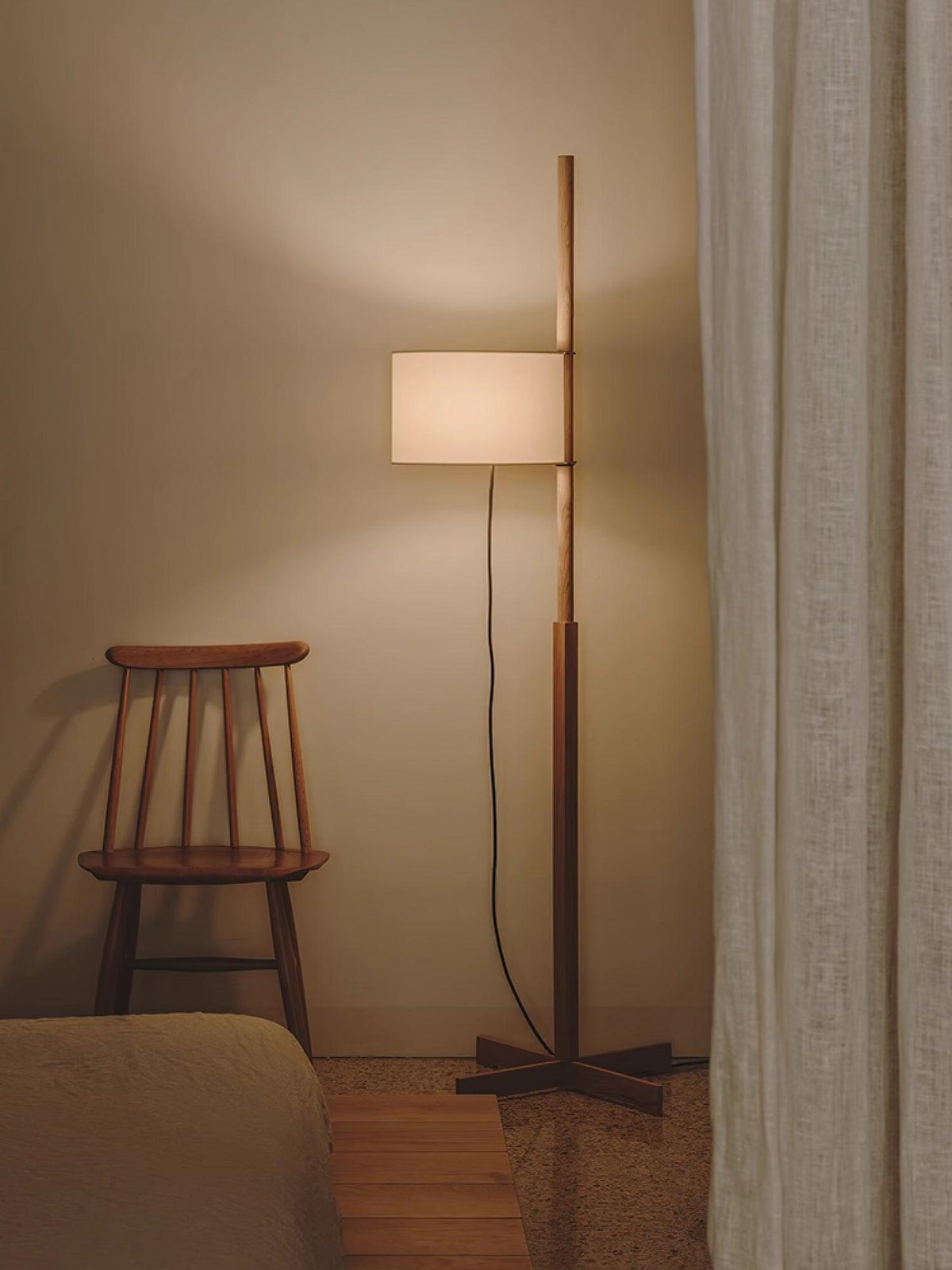 Vindis Lampadaire Bois Tissu