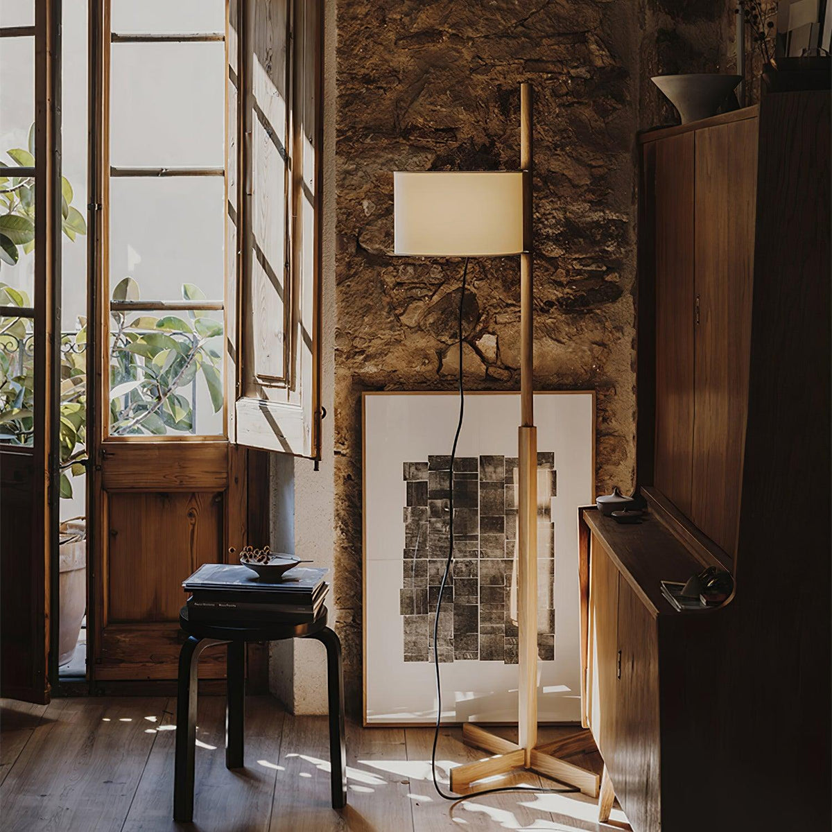 Vindis Lampadaire Bois Tissu