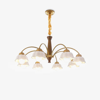 Lustra Lustre Laiton Bois Opaline Céramique