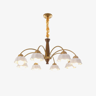 Lustra Lustre Laiton Bois Opaline Céramique