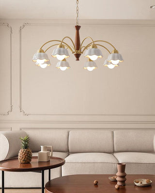 Lustra Lustre Laiton Bois Opaline Céramique
