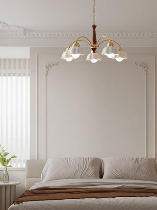 Lustra Lustre Laiton Bois Opaline Céramique