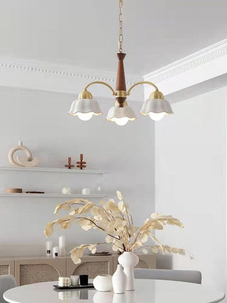Lustra Lustre Laiton Bois Opaline Céramique